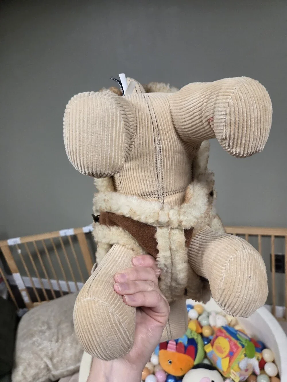 Vintage 2005 Y2K Gap Tan Corduroy Stuffed Dog Plush Toy with Removable Sherpa Ja